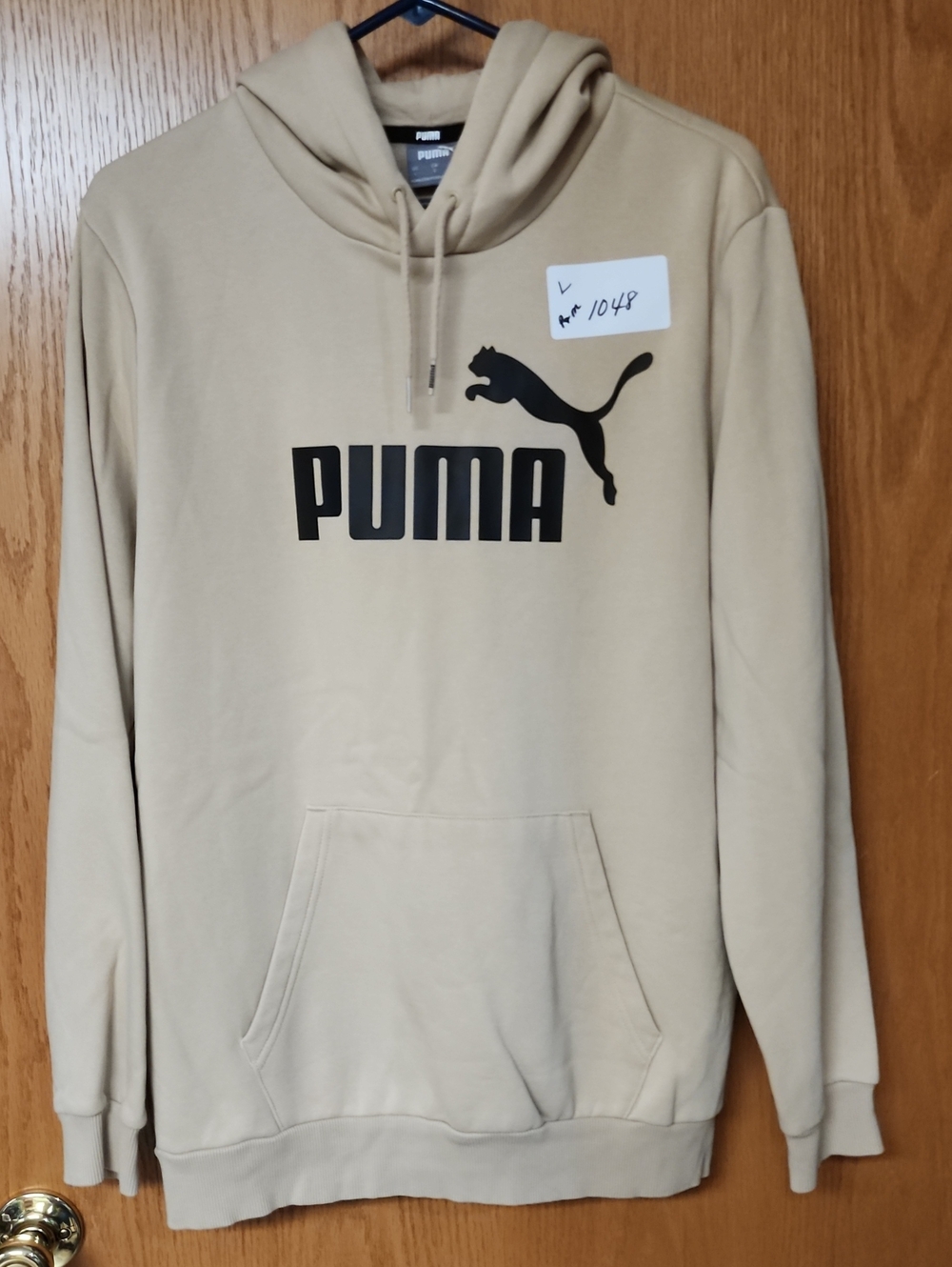 Puma Beige Hoodie with Black Logo mens L number 1048